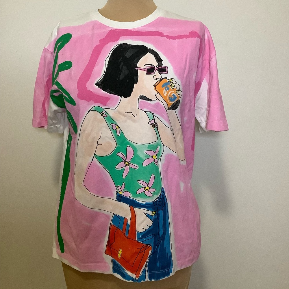 Zara Pink Graphic Short Sleeve Tee